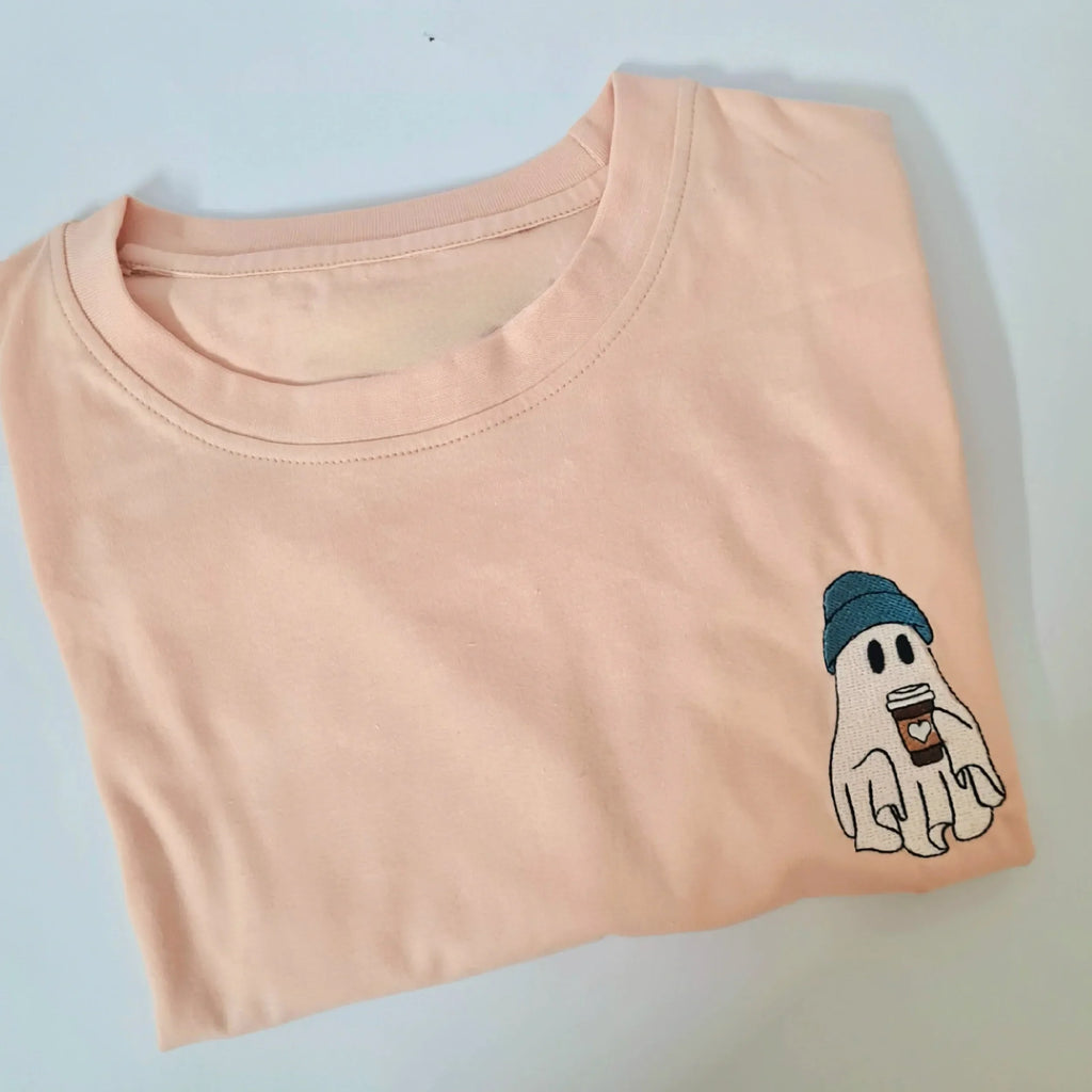 T- shirts - Ghost with beanie holding a coffee mug