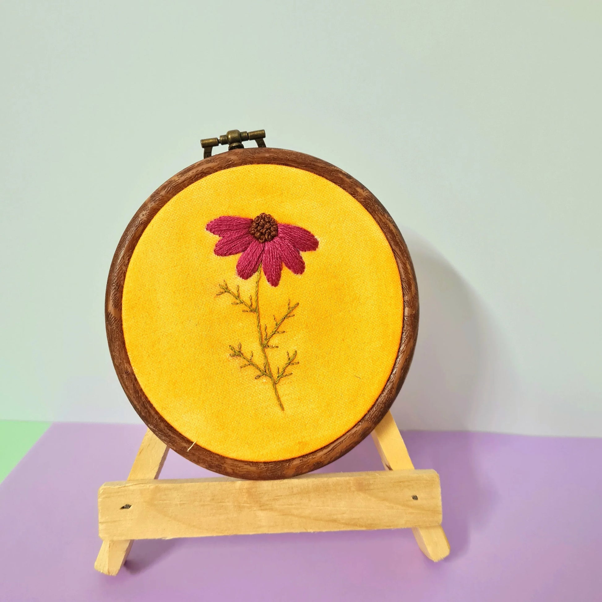 Red Flower on Yellow Background