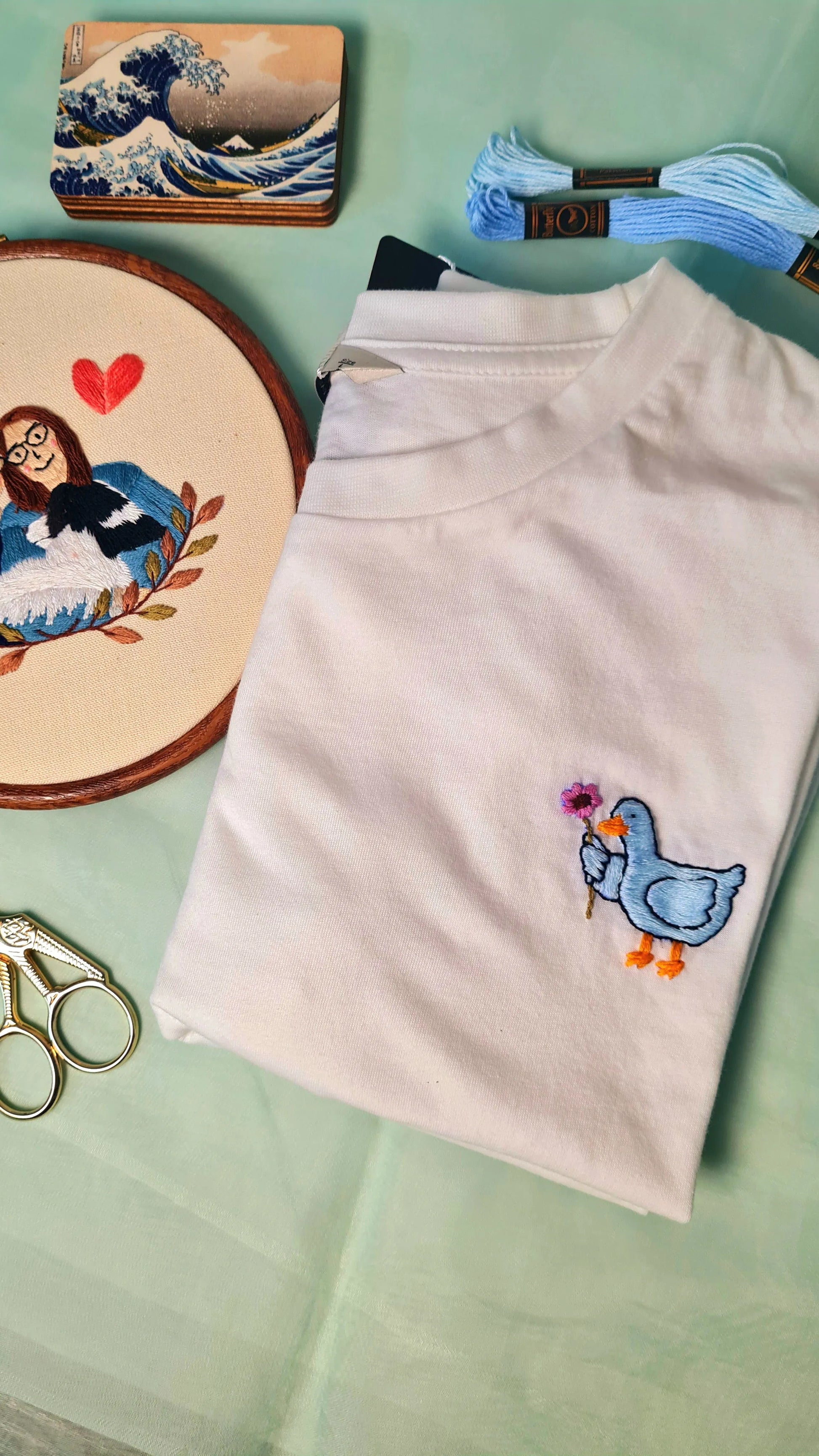 T- shirts - Cute Duck Holding a Flower